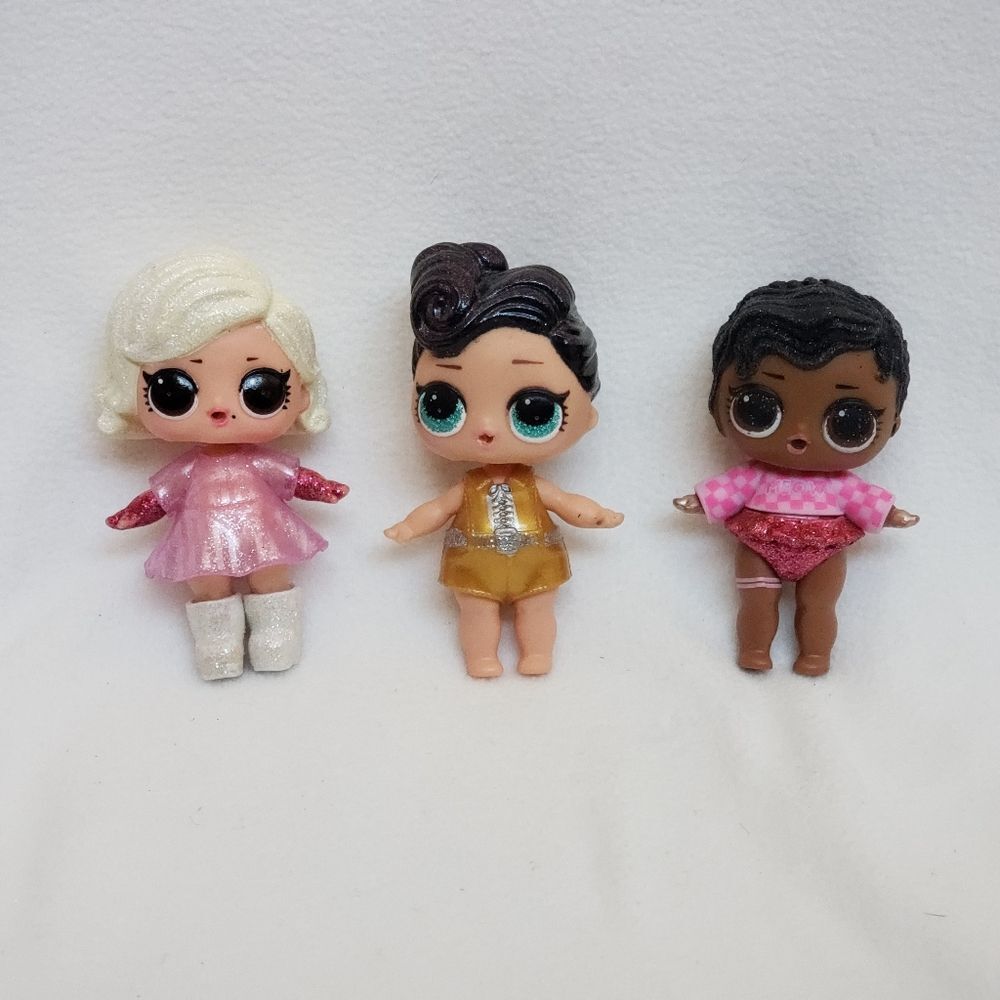 Lot of 3 Authentic L.O.L. Surprise Dolls Mini LOL Figures Rare The Queen Glam